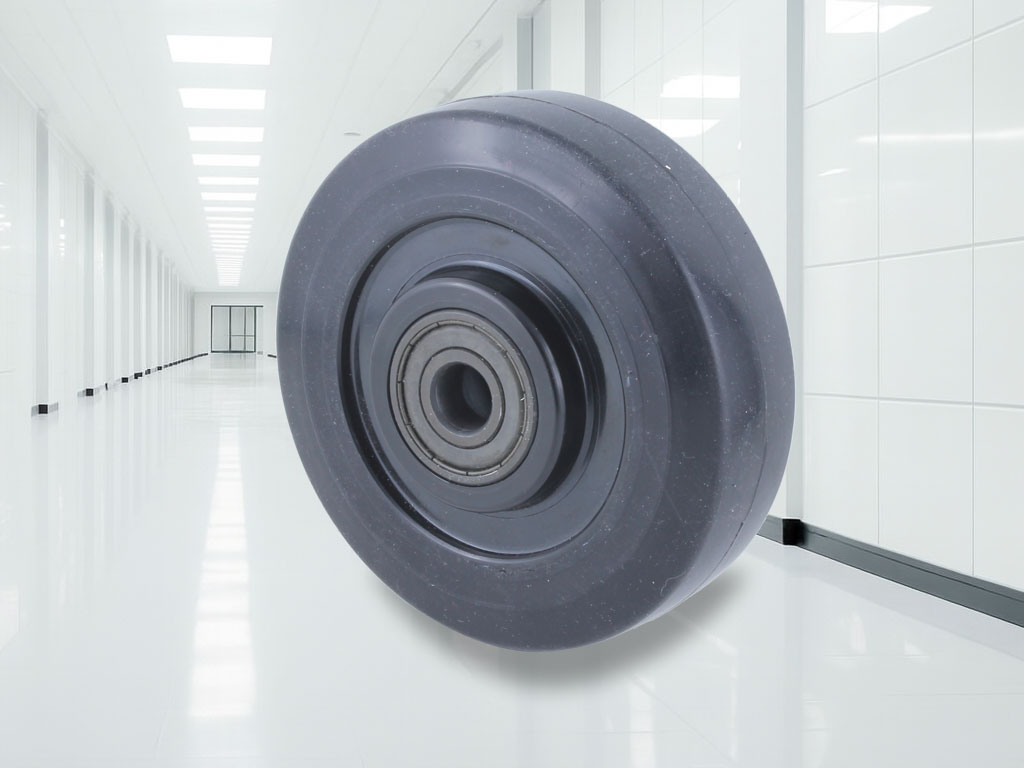 Hygienic wheel in black rubber for temperatures